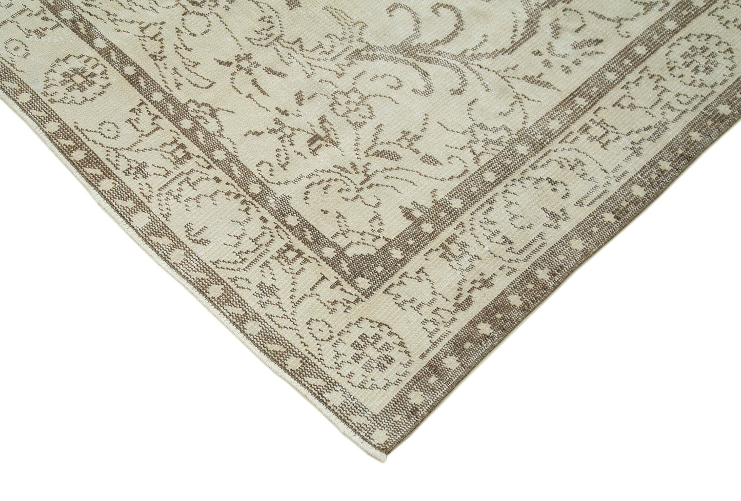 6x9 Beige Turkish Vintage Area Rug - 36755