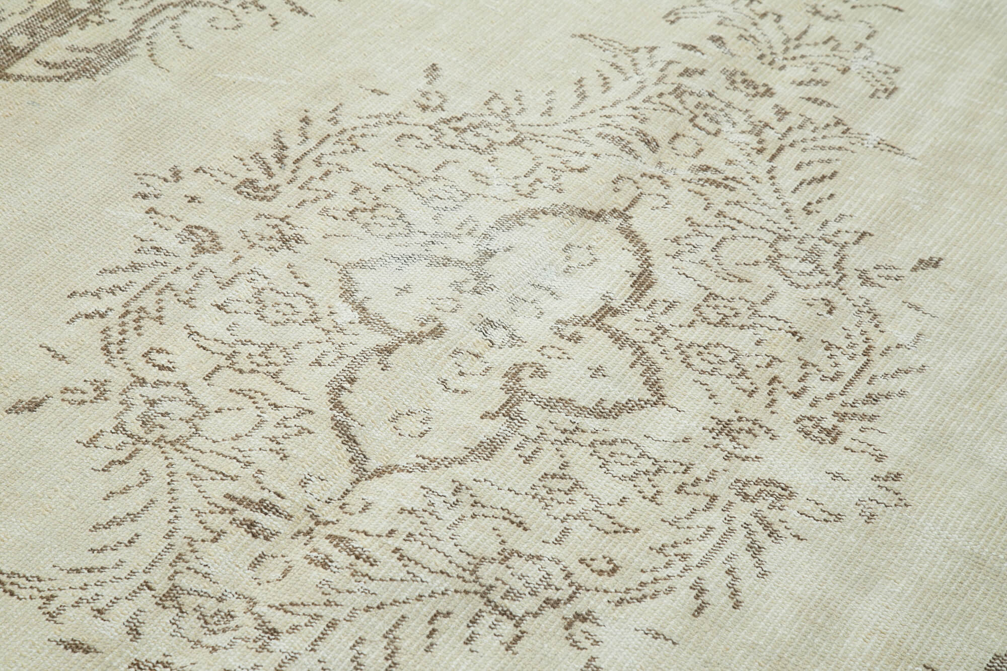 6x9 Beige Turkish Vintage Area Rug - 36755