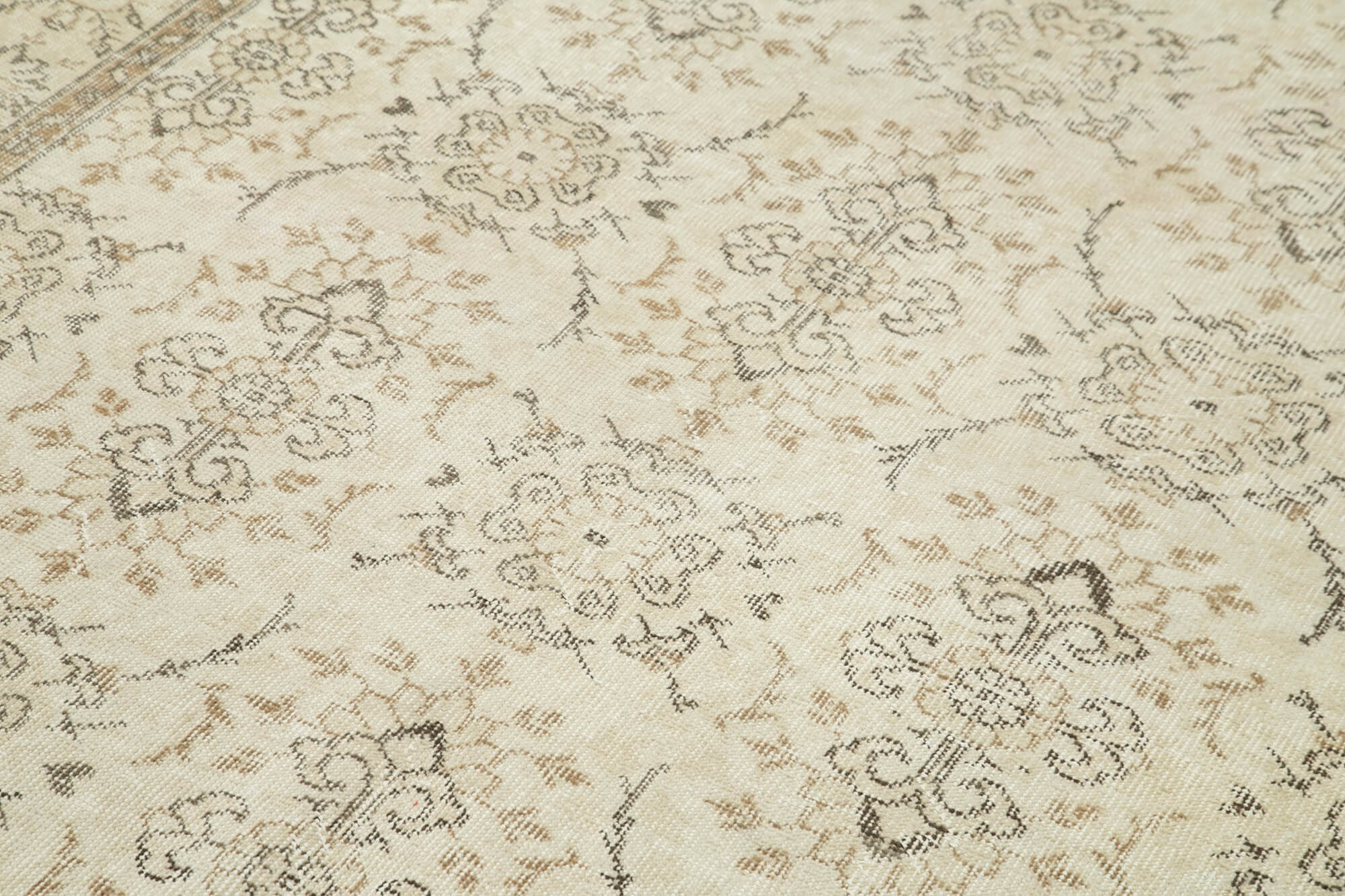 5x9 Beige Turkish Vintage Area Rug - 36758