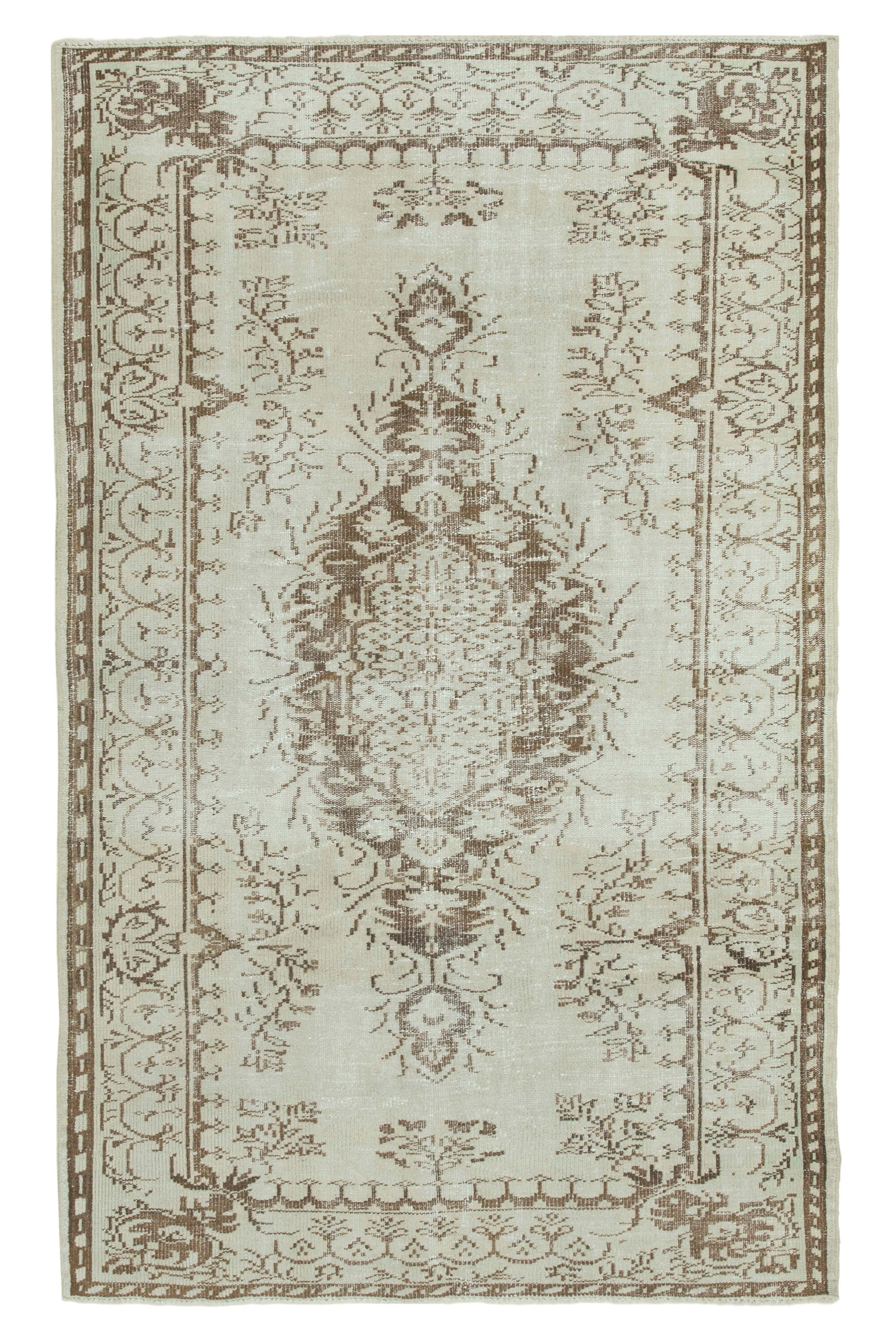 5x8 Beige Turkish Vintage Area Rug - 36760