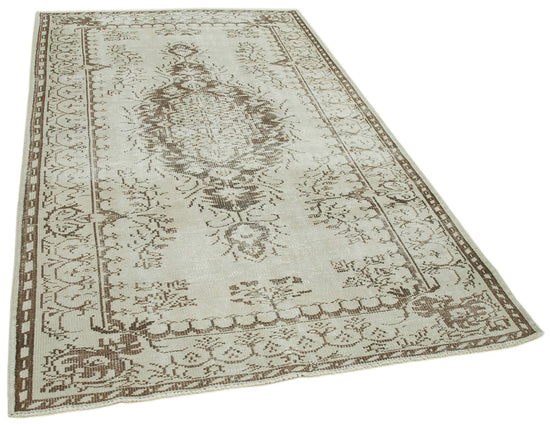 5x8 Beige Turkish Vintage Area Rug - 36760