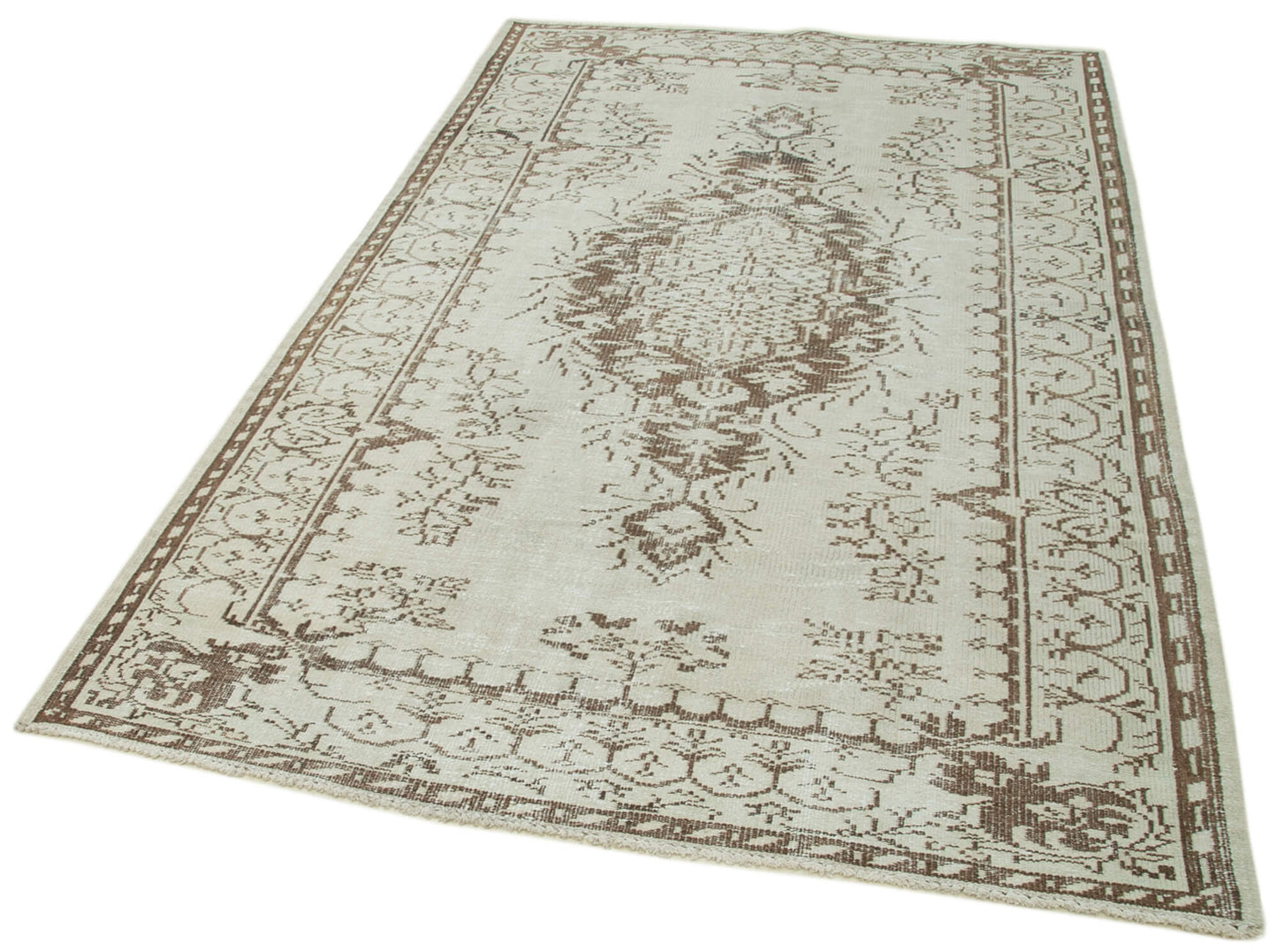5x8 Beige Turkish Vintage Area Rug - 36760