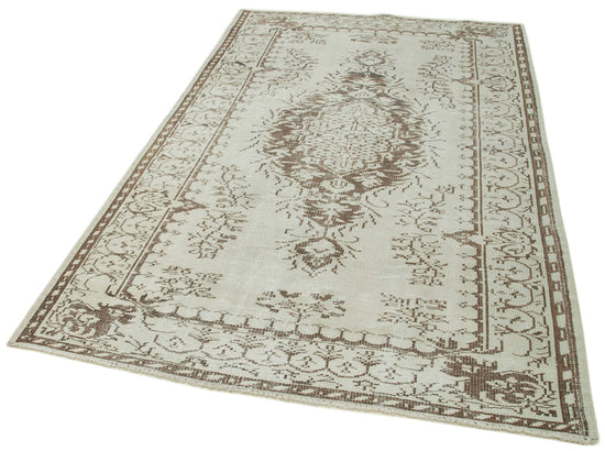 5x8 Beige Turkish Vintage Area Rug - 36760