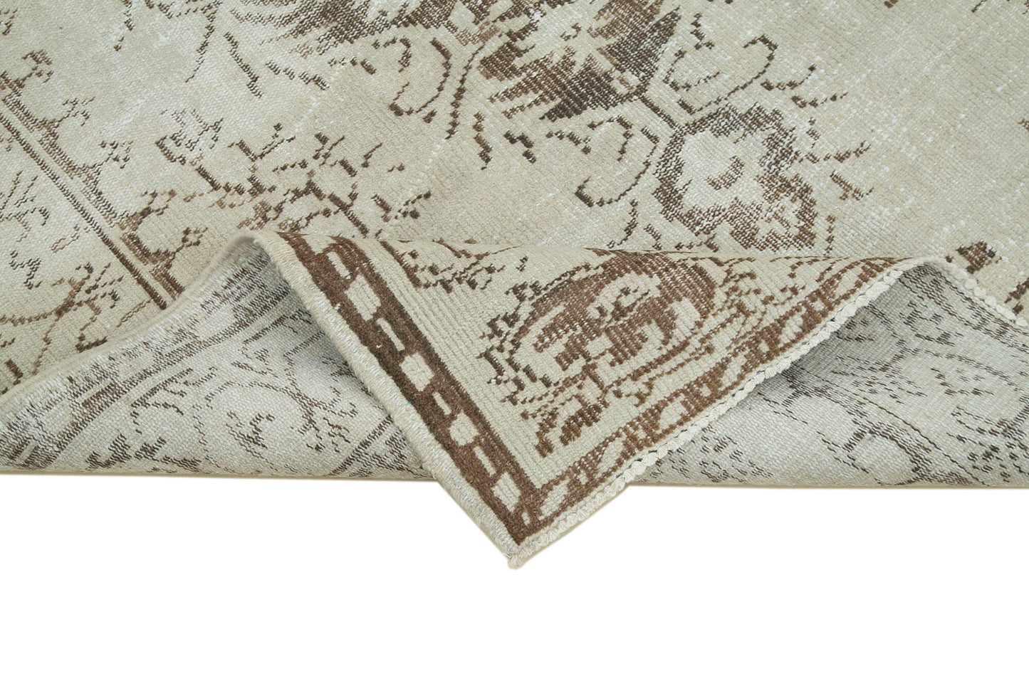 5x8 Beige Turkish Vintage Area Rug - 36760