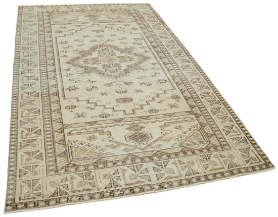 5x9 Beige Turkish Vintage Area Rug - 36761
