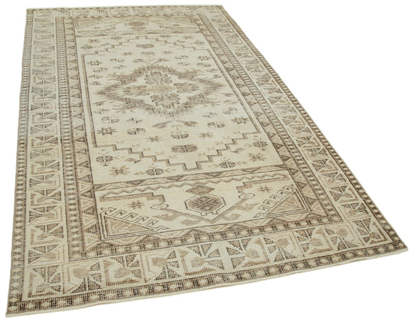 5x9 Beige Turkish Vintage Area Rug - 36761