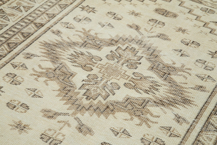 5x9 Beige Turkish Vintage Area Rug - 36761