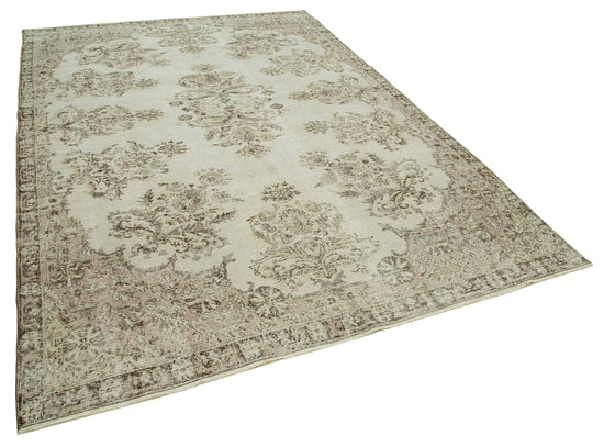 7x10 Beige Turkish Vintage Area Rug - 36768