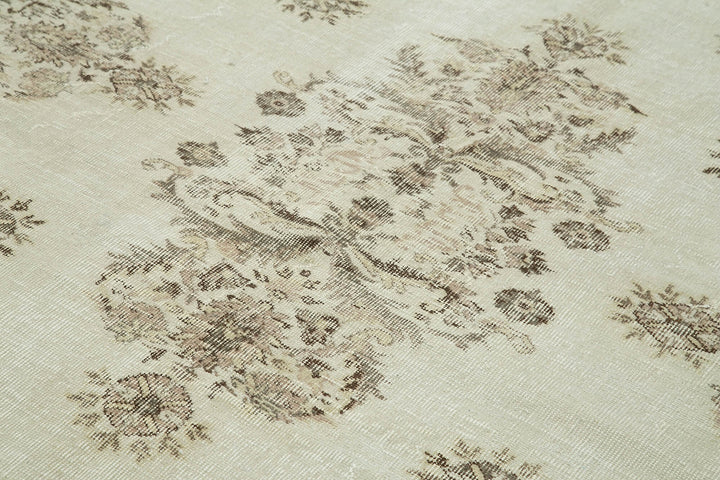 7x10 Beige Turkish Vintage Area Rug - 36768