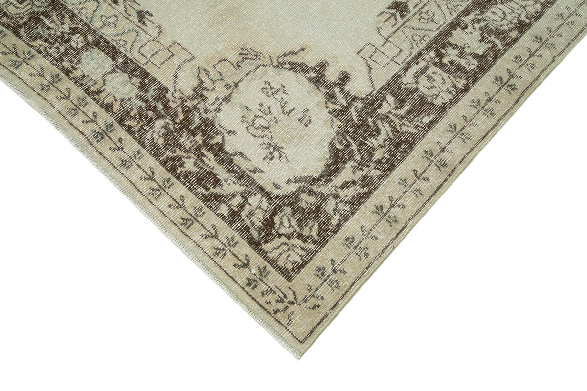 7x10 Beige Turkish Vintage Area Rug - 36772