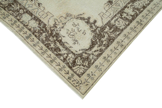 7x10 Beige Turkish Vintage Area Rug - 36772