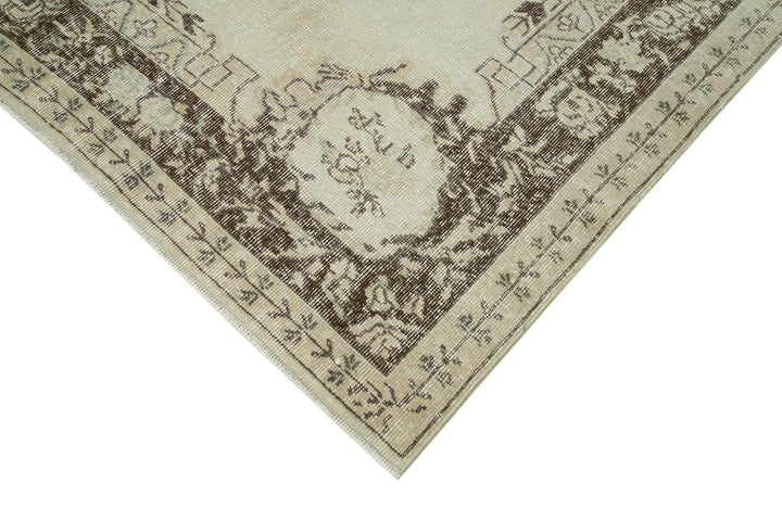 7x10 Beige Turkish Vintage Area Rug - 36772