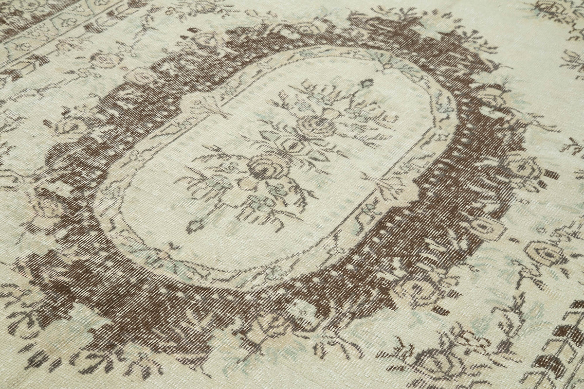 7x10 Beige Turkish Vintage Area Rug - 36772