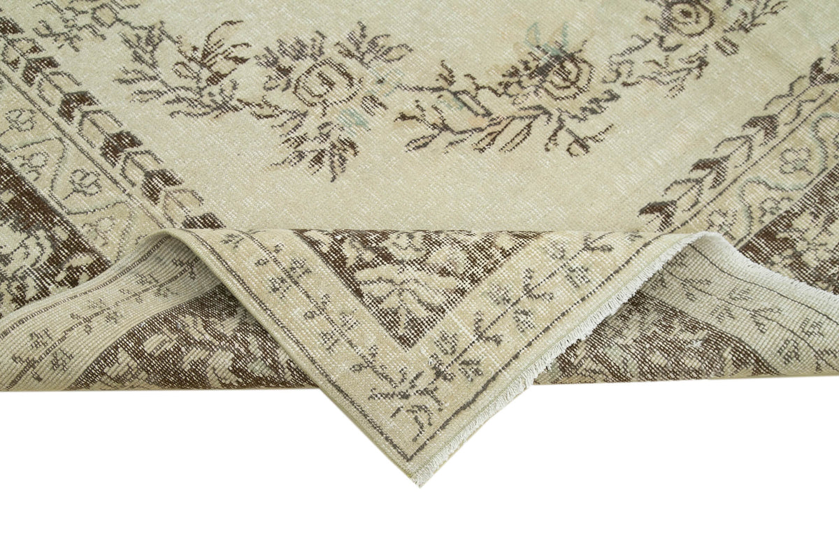 7x10 Beige Turkish Vintage Area Rug - 36772