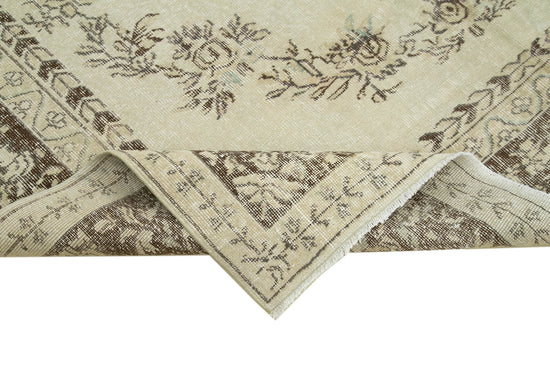 7x10 Beige Turkish Vintage Area Rug - 36772