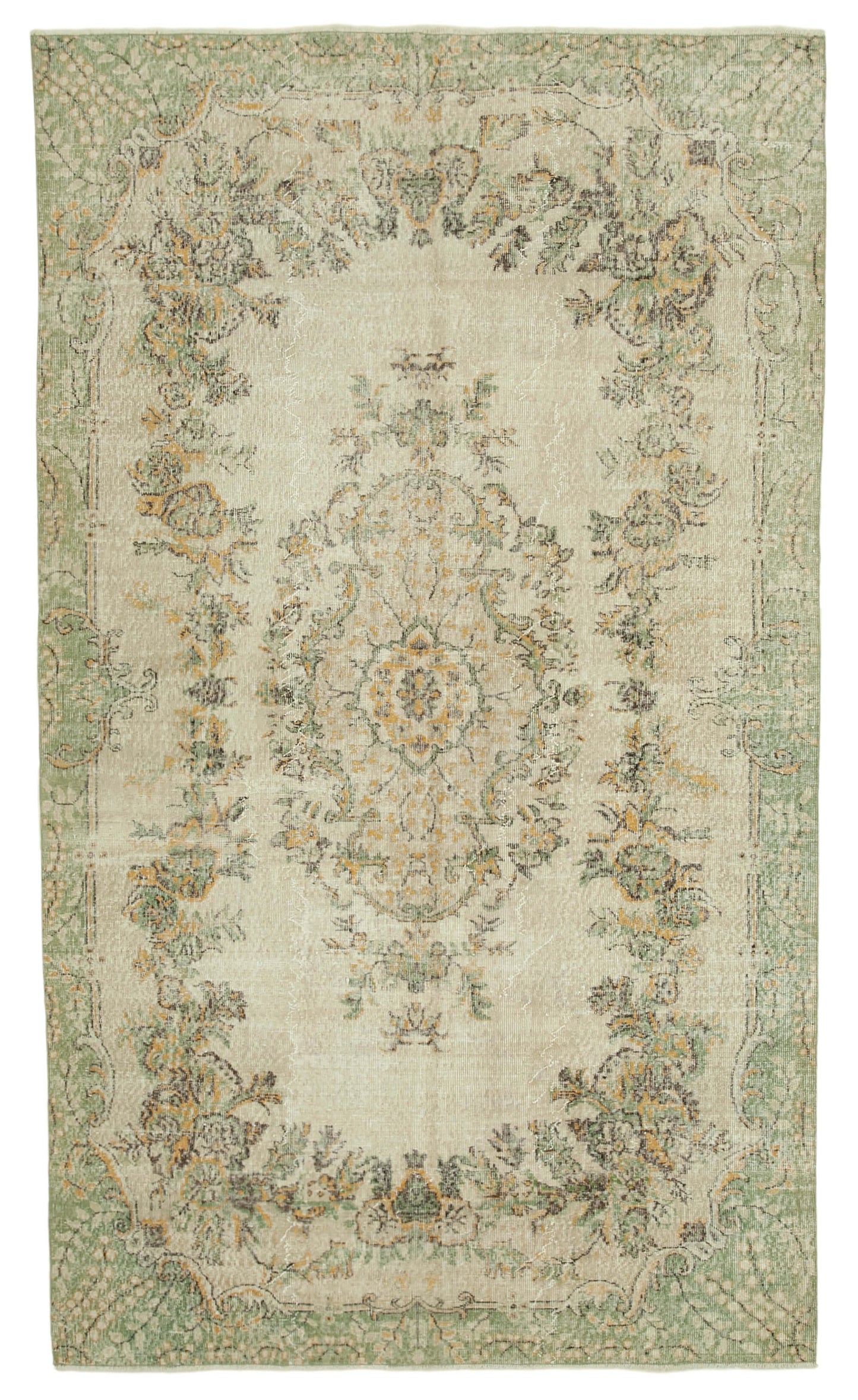 6x11 Beige Turkish Vintage Area Rug - 36818