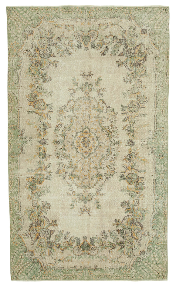 6x11 Beige Turkish Vintage Area Rug - 36818