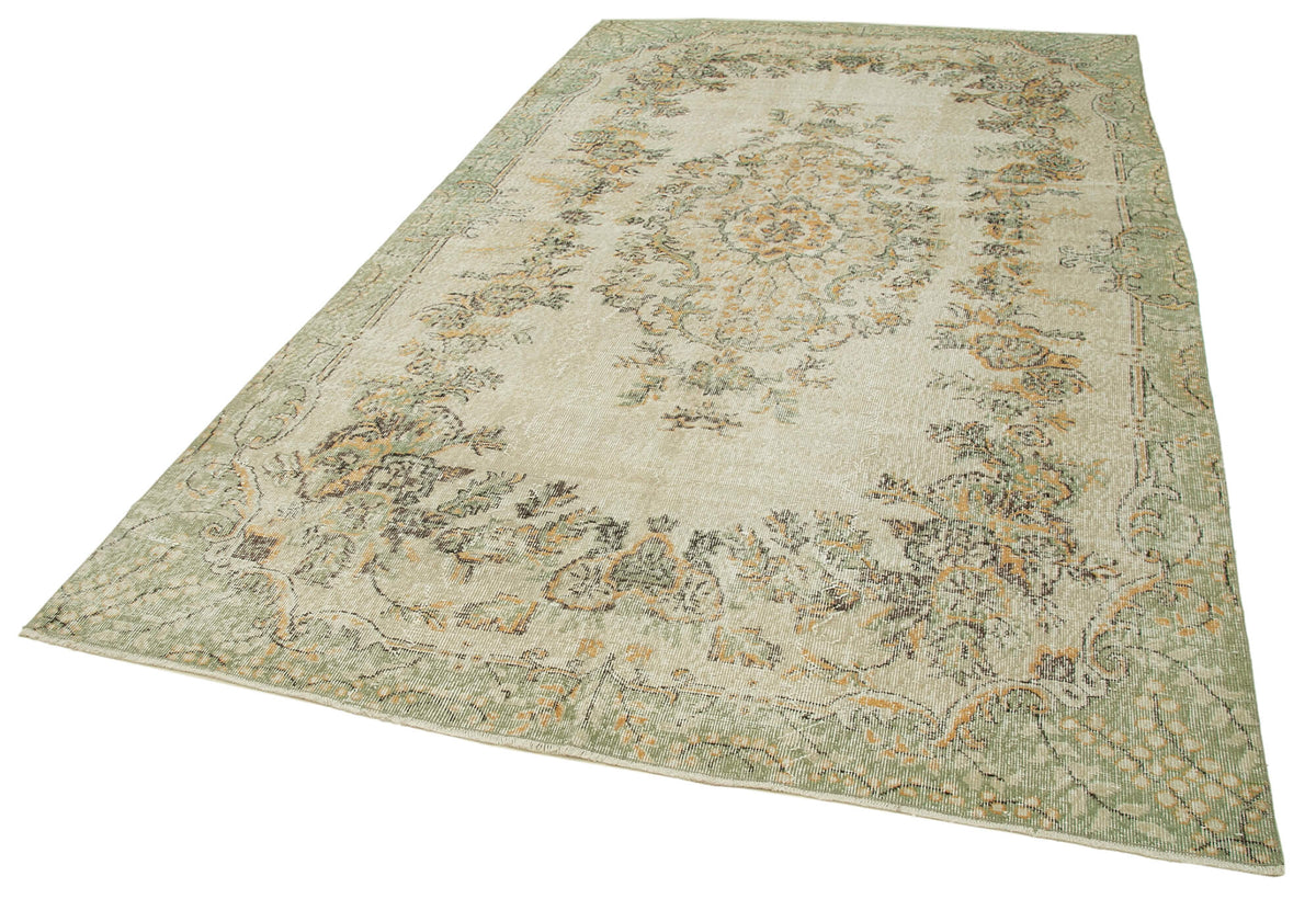 6x11 Beige Turkish Vintage Area Rug - 36818