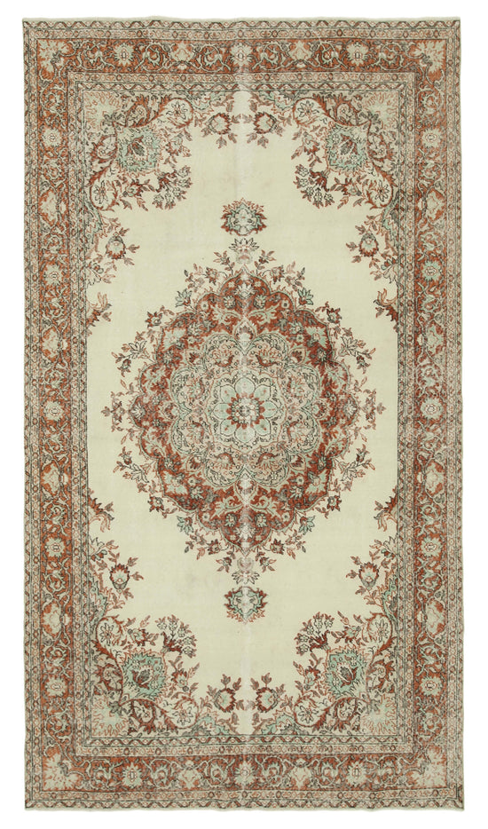 6x11 Beige Turkish Vintage Area Rug - 36836
