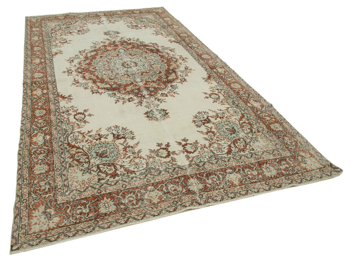 6x11 Beige Turkish Vintage Area Rug - 36836