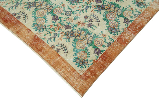 7x10 Beige Turkish Vintage Area Rug - 36859