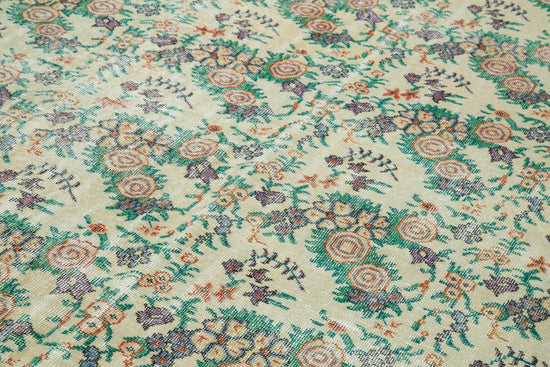 7x10 Beige Turkish Vintage Area Rug - 36859