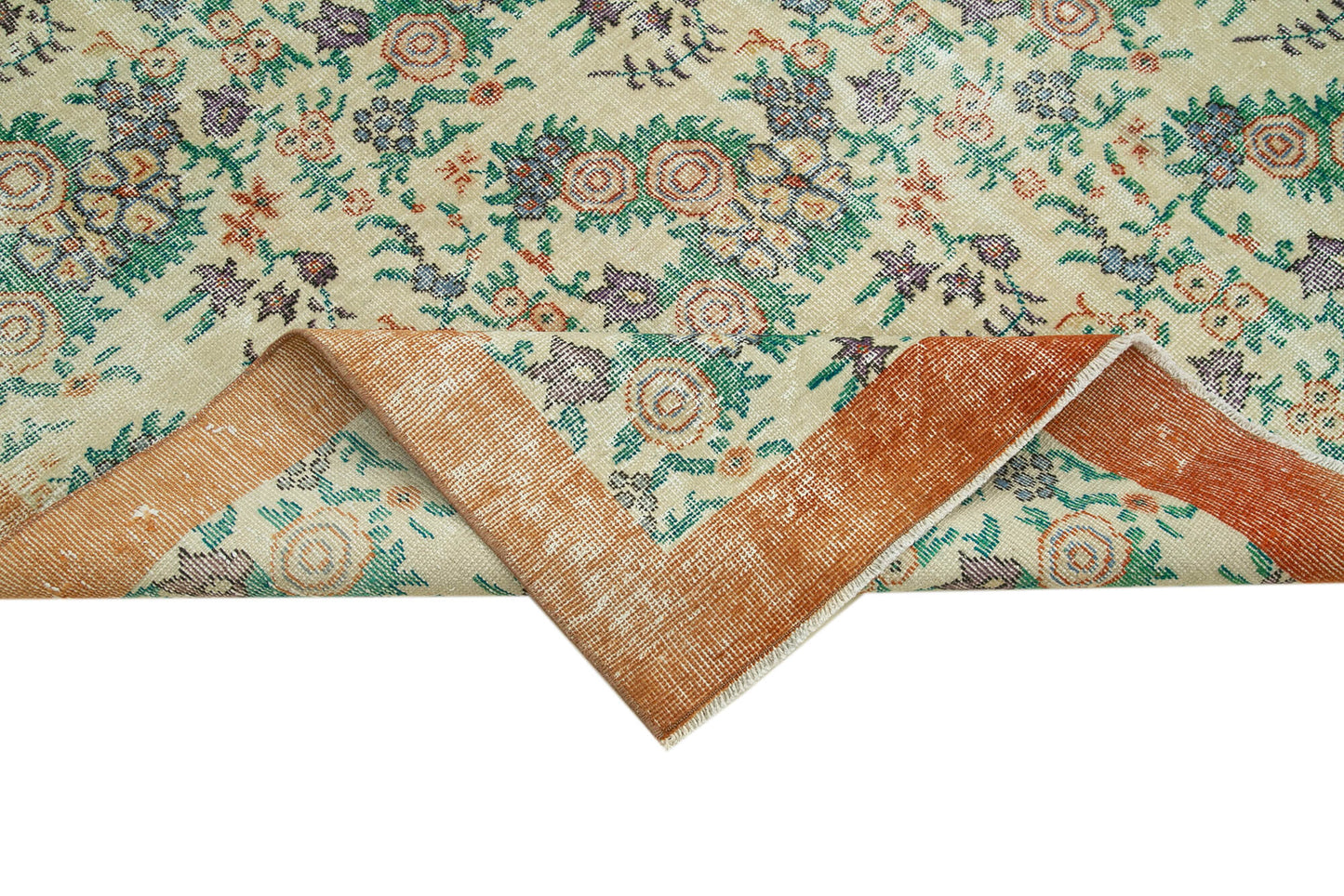 7x10 Beige Turkish Vintage Area Rug - 36859