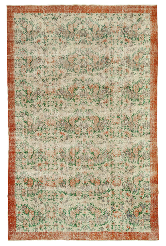 7x11 Beige Turkish Vintage Area Rug - 36885