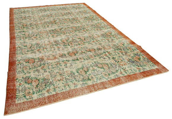 7x11 Beige Turkish Vintage Area Rug - 36885