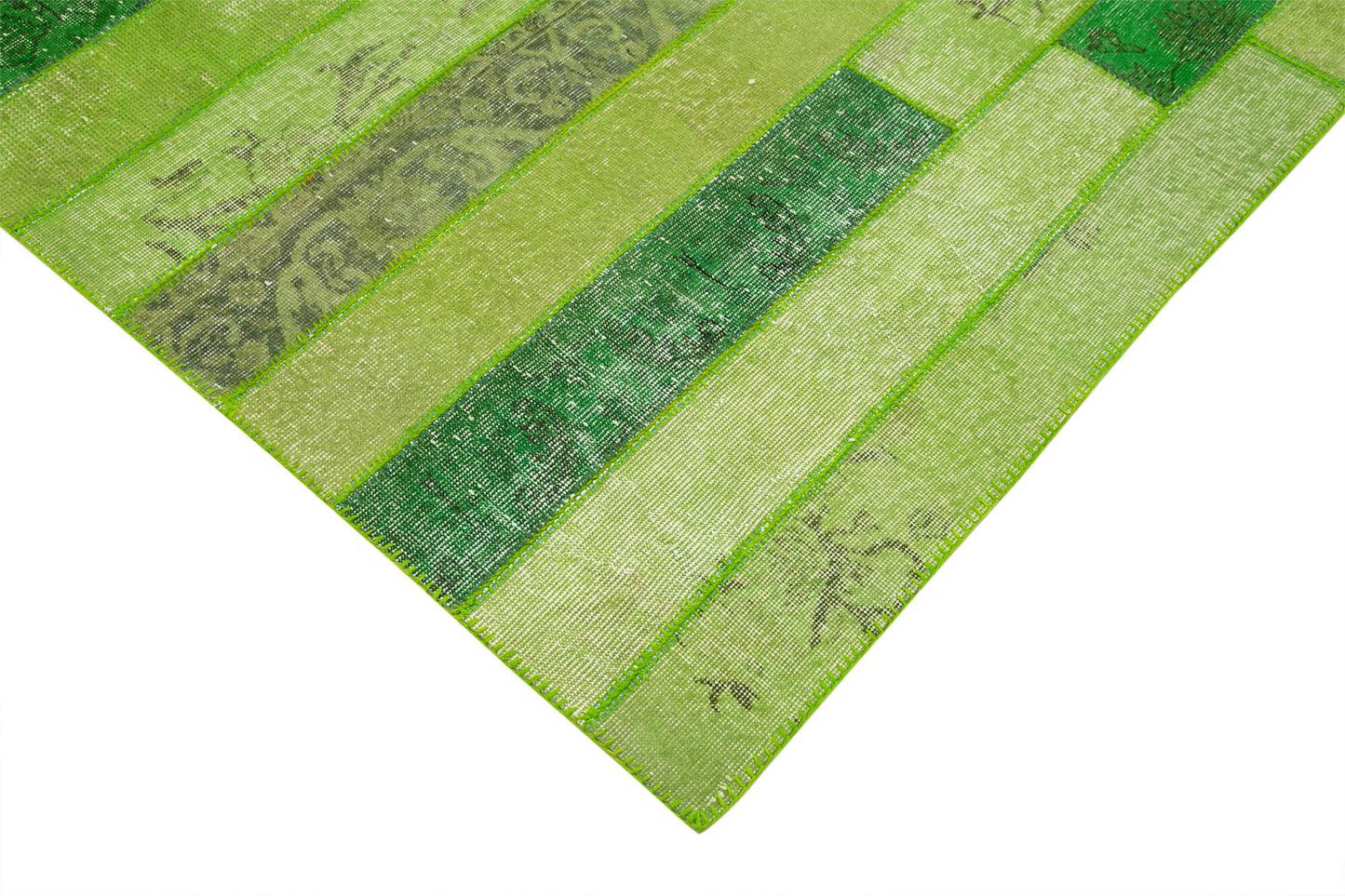 6x8 Green Modern Patchwork Rug - 36909