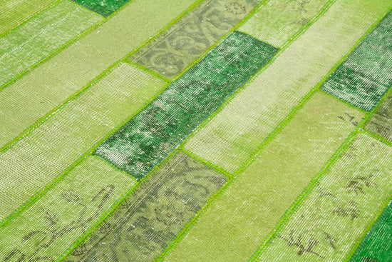 6x8 Green Modern Patchwork Rug - 36909