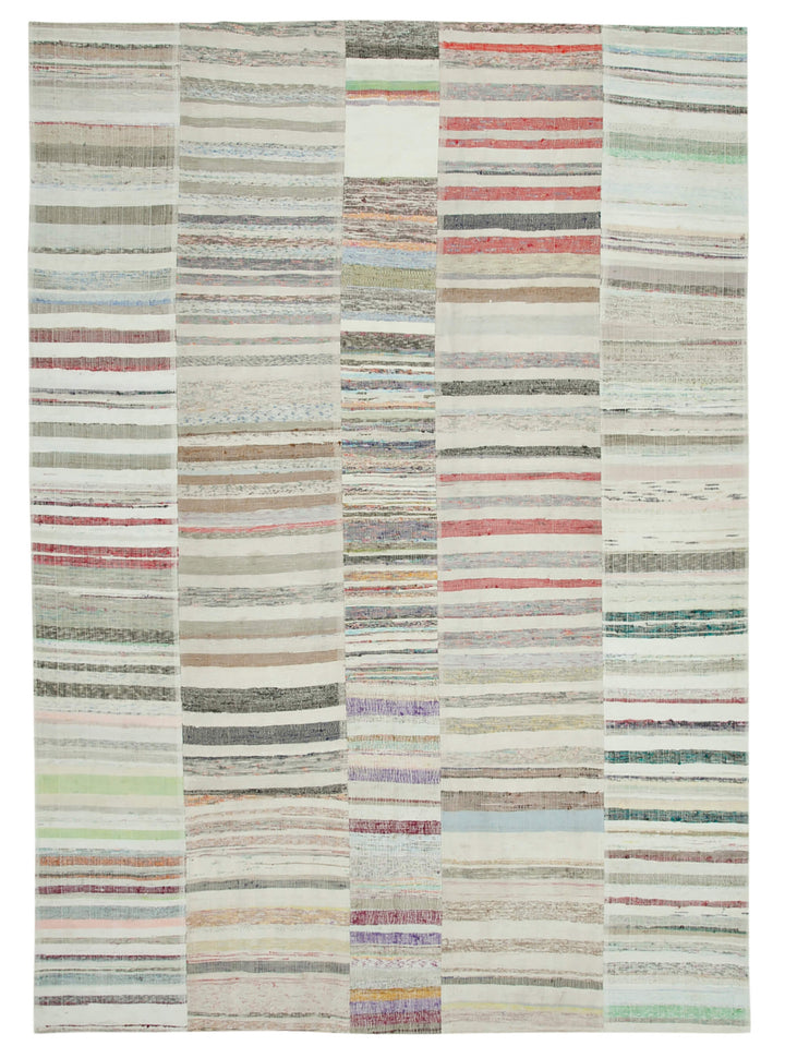 9x13 Beige Kilim Patchwork Rug - 36941