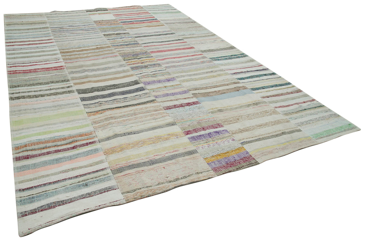 9x13 Beige Kilim Patchwork Rug - 36941