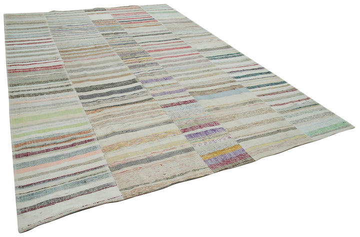 9x13 Beige Kilim Patchwork Rug - 36941