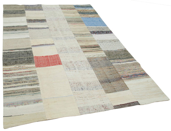 6x8 Beige Kilim Patchwork Rug - 36948