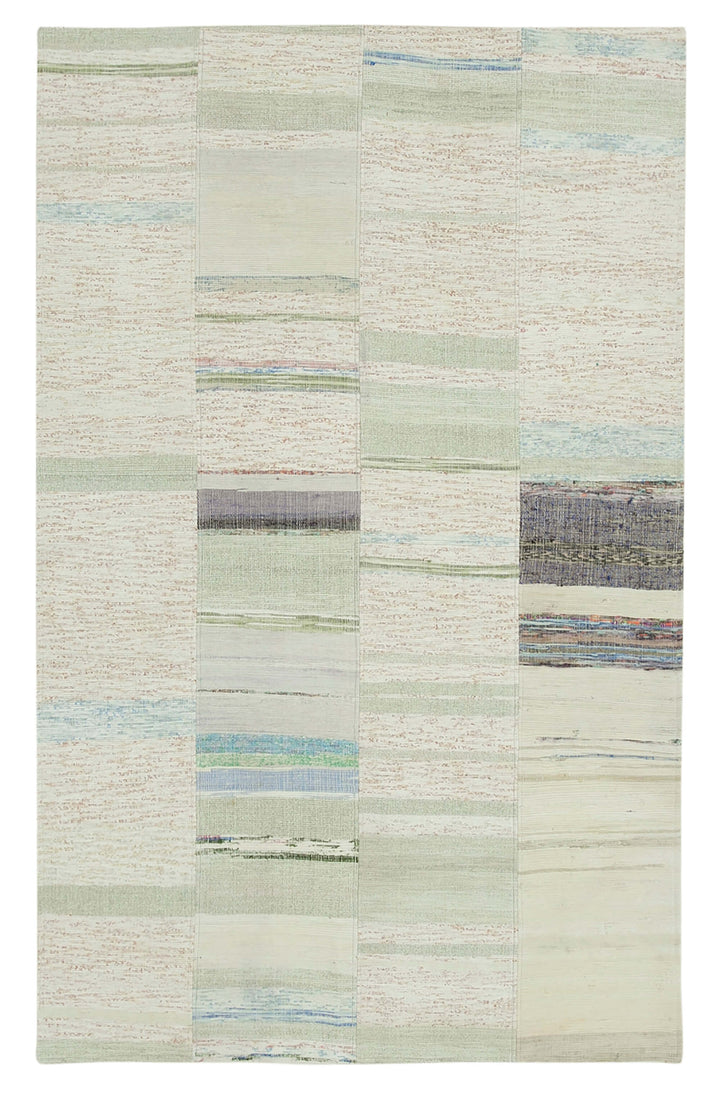 4x7 Beige Kilim Patchwork Rug - 36953