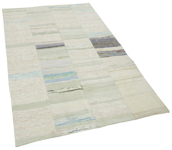 4x7 Beige Kilim Patchwork Rug - 36953