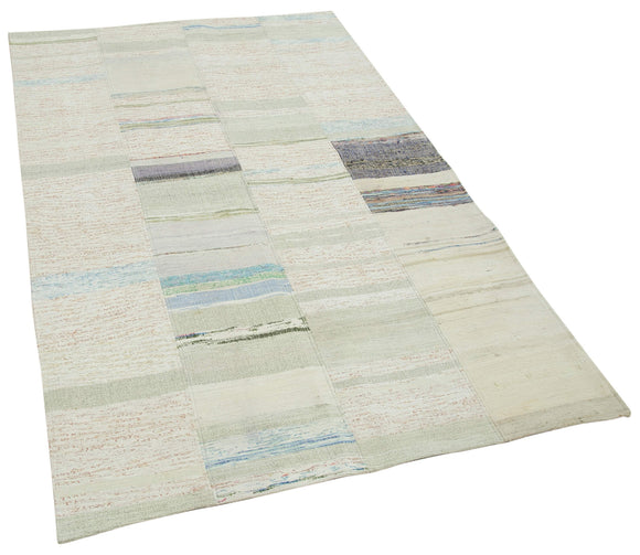4x7 Beige Kilim Patchwork Rug - 36953