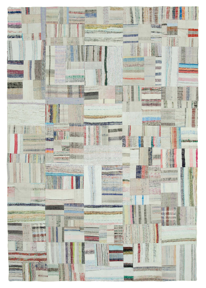 8x11 Beige Kilim Patchwork Rug - 36981