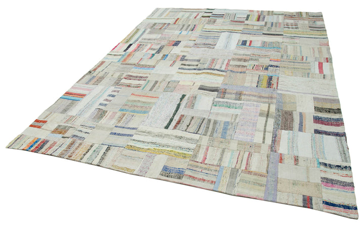 8x11 Beige Kilim Patchwork Rug - 36981
