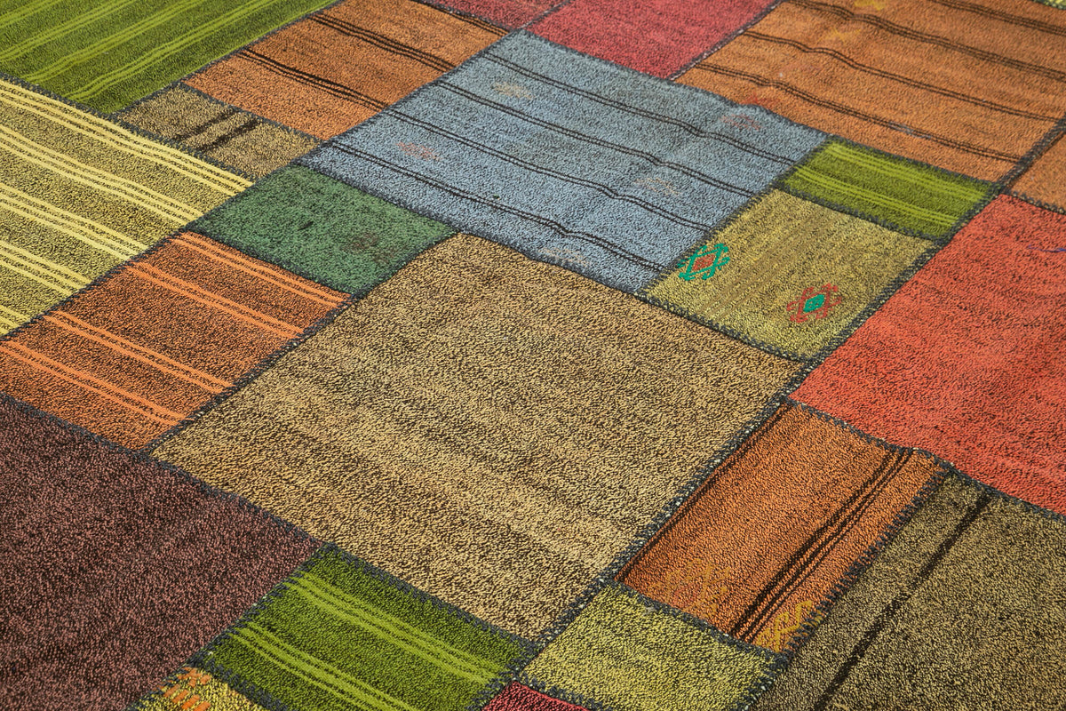 8x12 Multicolor Kilim Patchwork Rug - 36989