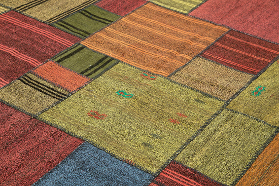 8x11 Multicolor Kilim Patchwork Rug - 36994