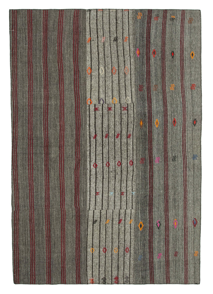 8x12 Grey Kilim Patchwork Rug - 36999