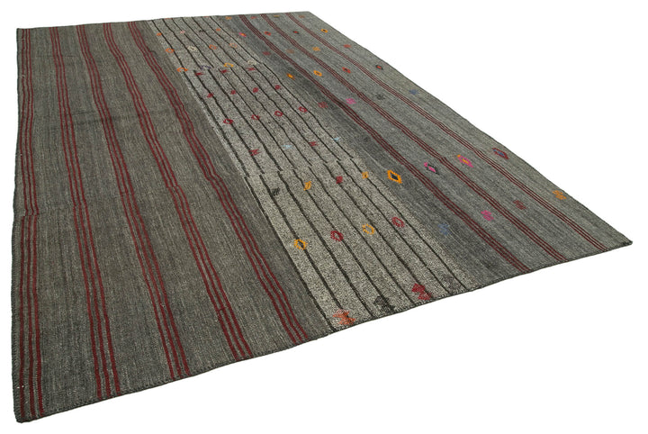 8x12 Grey Kilim Patchwork Rug - 36999
