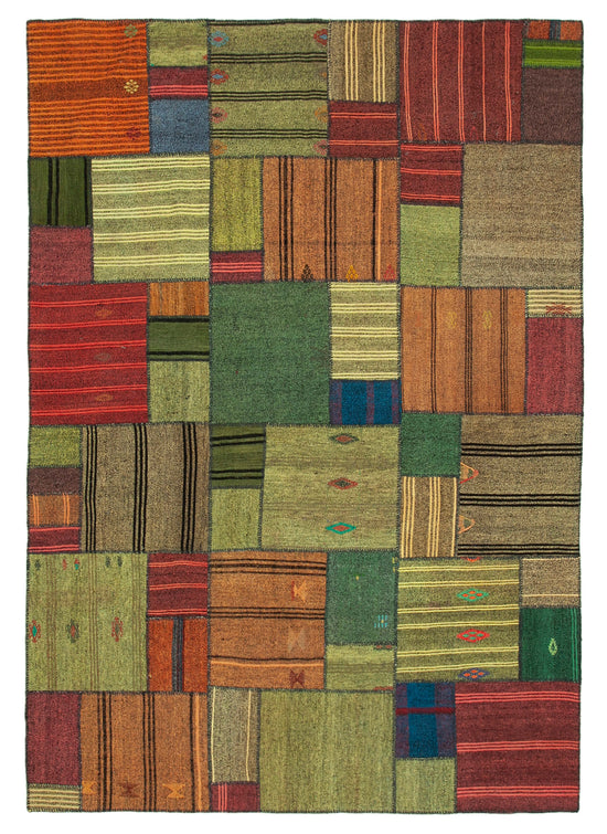 8x11 Multicolor Kilim Patchwork Rug - 37005
