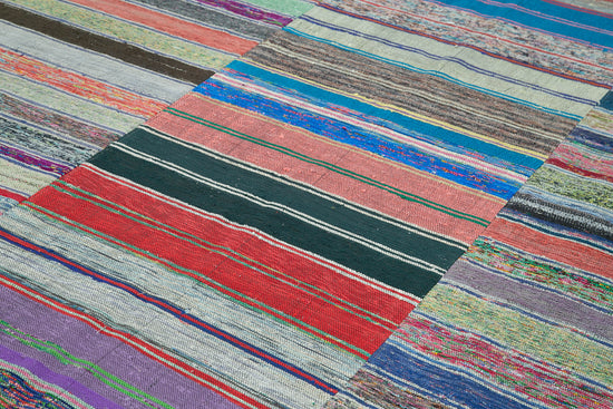 7x11 Multicolor Kilim Patchwork Rug - 37041