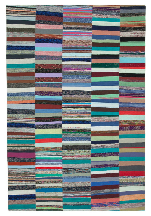 8x11 Multicolor Kilim Patchwork Rug - 37046