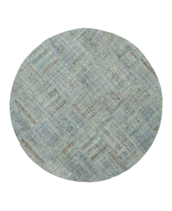 6x6 Blue Round Patchwork Rug - 37411