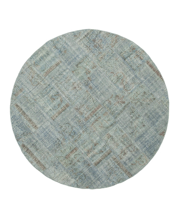 6x6 Blue Round Patchwork Rug - 37411