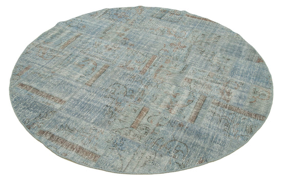 6x6 Blue Round Patchwork Rug - 37411